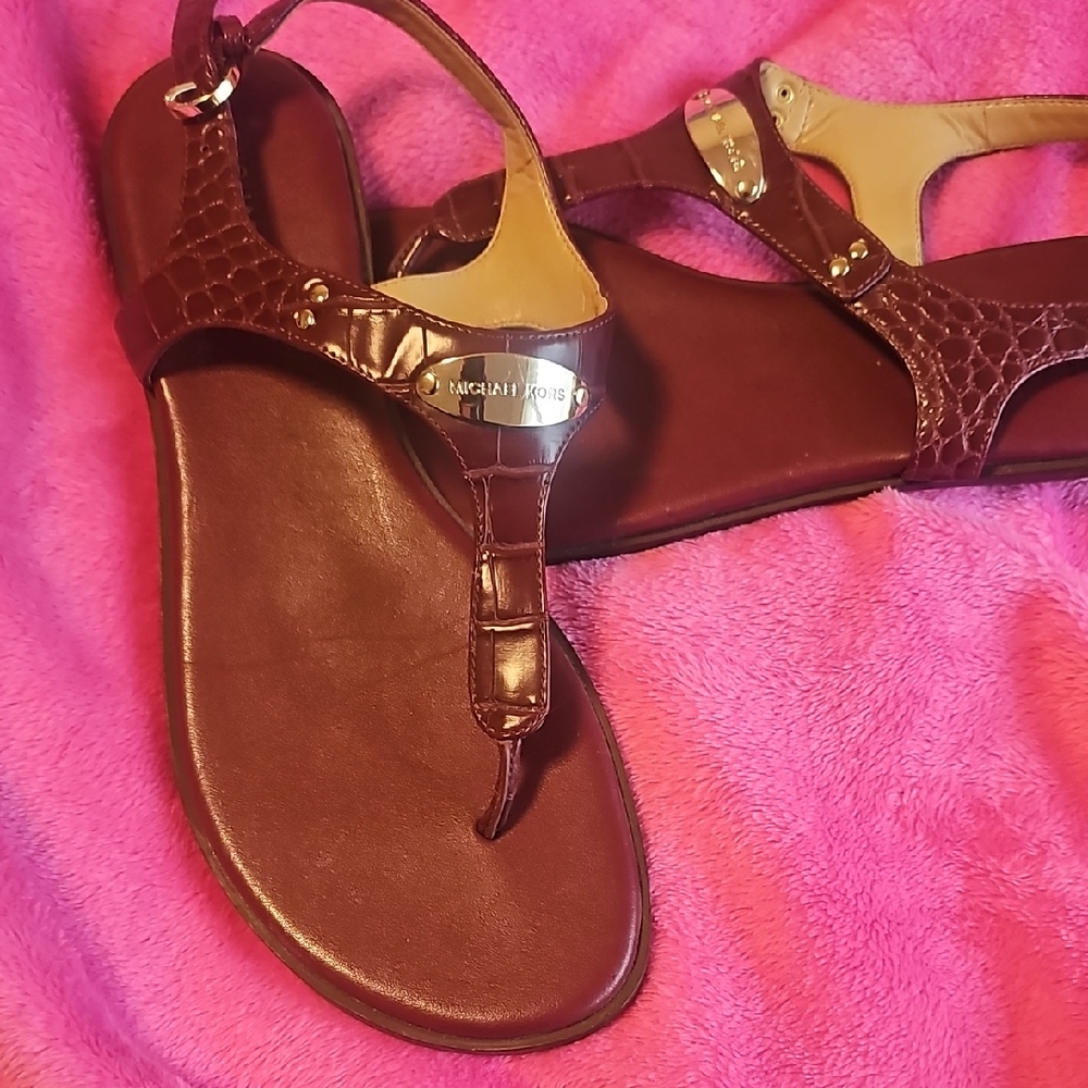 Michael Kors Rich Brown Leather Sandals